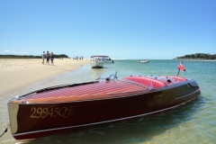 Classic-speed-boat-on-the-Noosa-River